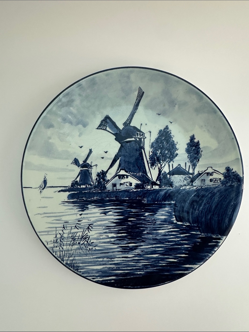 Blue Windmill Scenic Decorative Wall Plate